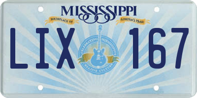 MS license plate LIX167