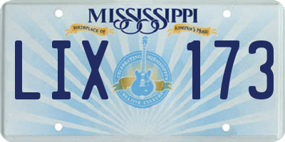 MS license plate LIX173