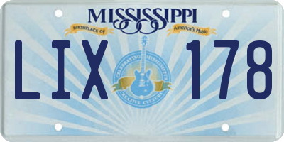 MS license plate LIX178