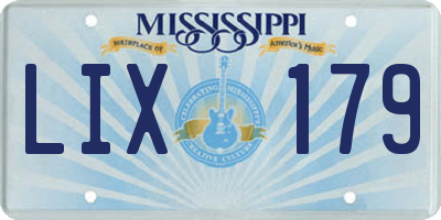 MS license plate LIX179
