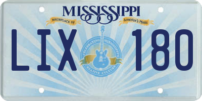 MS license plate LIX180