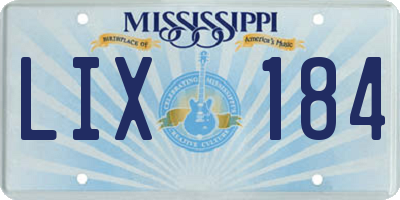 MS license plate LIX184