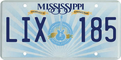 MS license plate LIX185