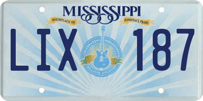 MS license plate LIX187