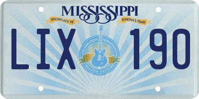 MS license plate LIX190