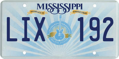 MS license plate LIX192