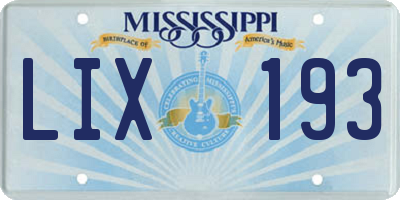 MS license plate LIX193