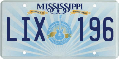 MS license plate LIX196