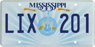 MS license plate LIX201