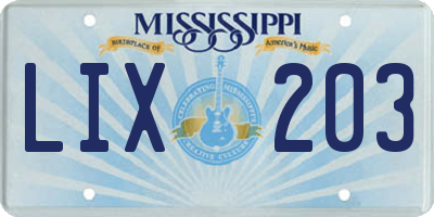 MS license plate LIX203