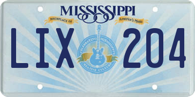 MS license plate LIX204