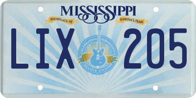 MS license plate LIX205