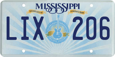 MS license plate LIX206