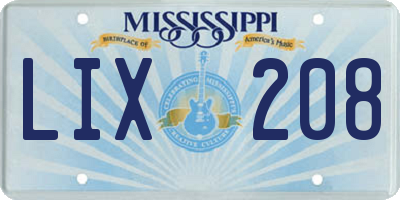 MS license plate LIX208