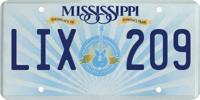 MS license plate LIX209