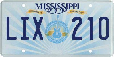 MS license plate LIX210