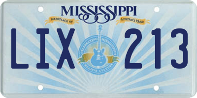 MS license plate LIX213