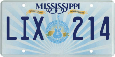 MS license plate LIX214