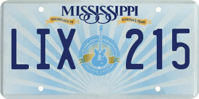 MS license plate LIX215