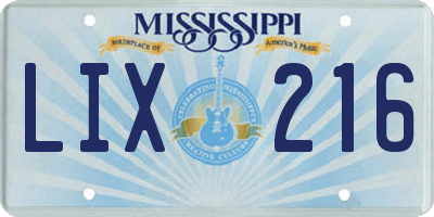 MS license plate LIX216