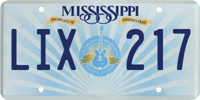 MS license plate LIX217