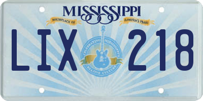 MS license plate LIX218
