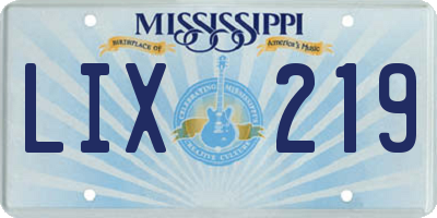 MS license plate LIX219
