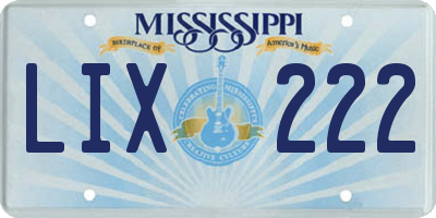 MS license plate LIX222