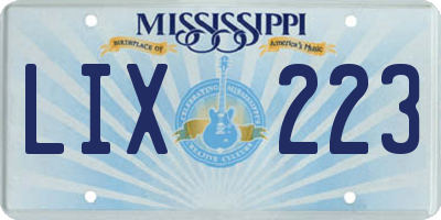 MS license plate LIX223