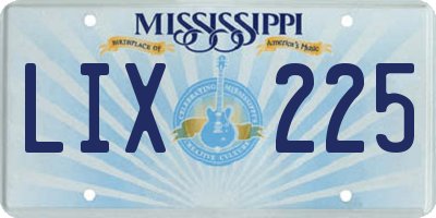 MS license plate LIX225