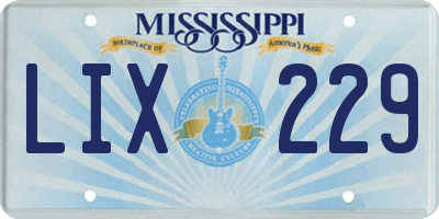 MS license plate LIX229