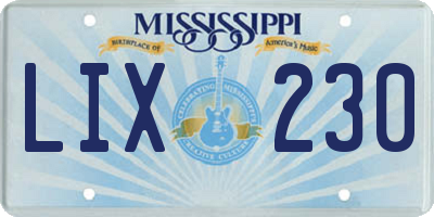 MS license plate LIX230