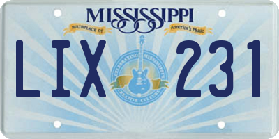 MS license plate LIX231