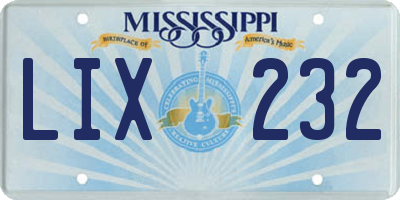 MS license plate LIX232