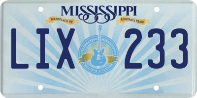 MS license plate LIX233