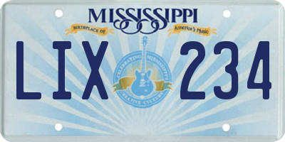 MS license plate LIX234