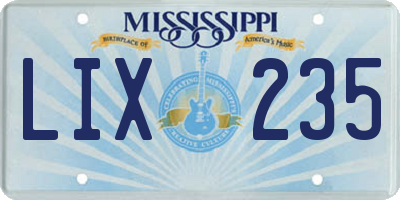 MS license plate LIX235
