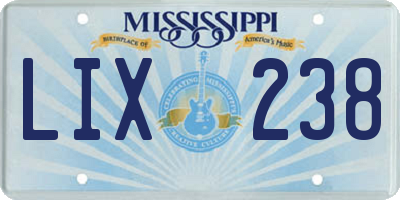 MS license plate LIX238