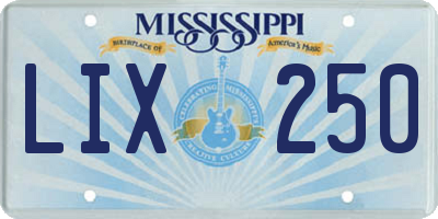 MS license plate LIX250