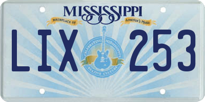 MS license plate LIX253