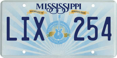 MS license plate LIX254