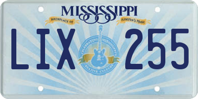 MS license plate LIX255
