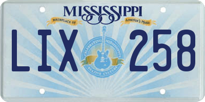 MS license plate LIX258