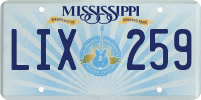 MS license plate LIX259
