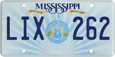 MS license plate LIX262