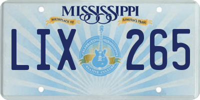 MS license plate LIX265