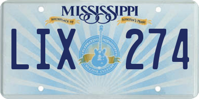 MS license plate LIX274