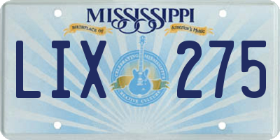 MS license plate LIX275