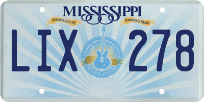 MS license plate LIX278