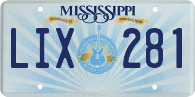 MS license plate LIX281